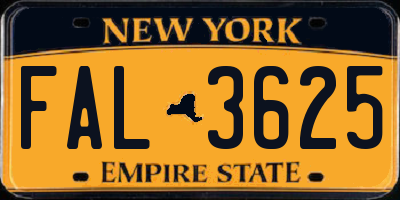 NY license plate FAL3625