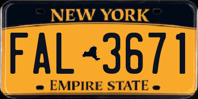 NY license plate FAL3671