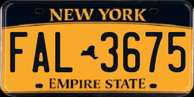 NY license plate FAL3675