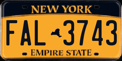 NY license plate FAL3743