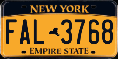 NY license plate FAL3768