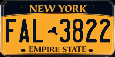 NY license plate FAL3822