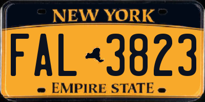 NY license plate FAL3823