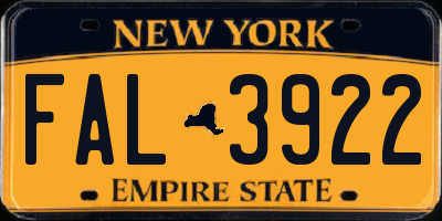 NY license plate FAL3922