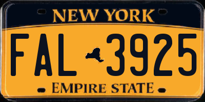 NY license plate FAL3925