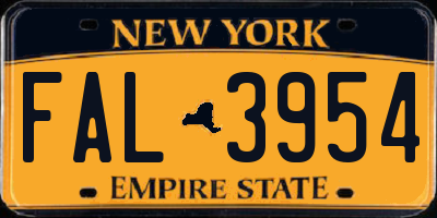 NY license plate FAL3954