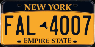 NY license plate FAL4007