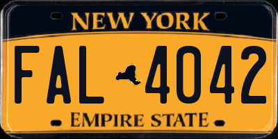 NY license plate FAL4042