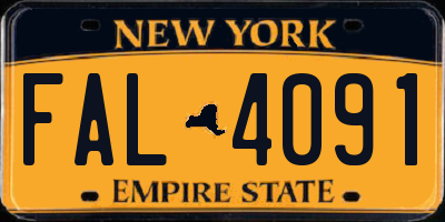 NY license plate FAL4091