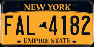 NY license plate FAL4182