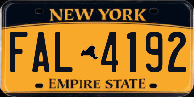 NY license plate FAL4192