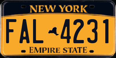 NY license plate FAL4231
