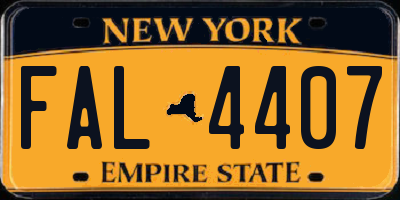 NY license plate FAL4407