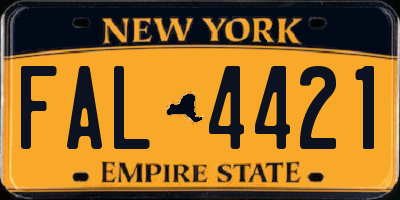 NY license plate FAL4421