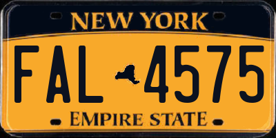 NY license plate FAL4575