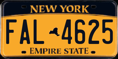 NY license plate FAL4625