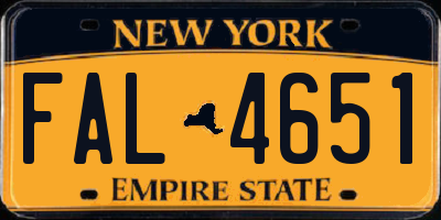NY license plate FAL4651