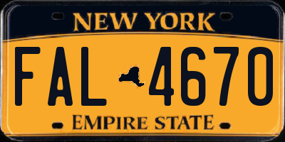 NY license plate FAL4670