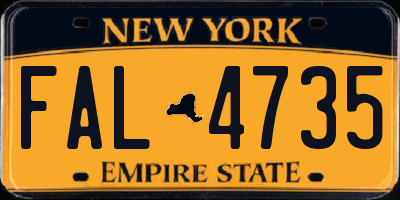 NY license plate FAL4735