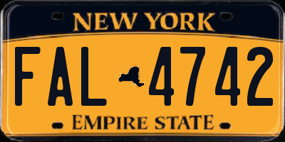 NY license plate FAL4742