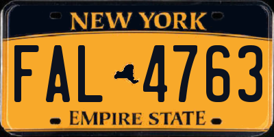 NY license plate FAL4763
