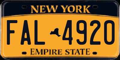 NY license plate FAL4920