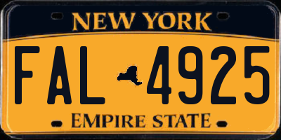 NY license plate FAL4925