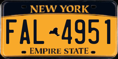 NY license plate FAL4951