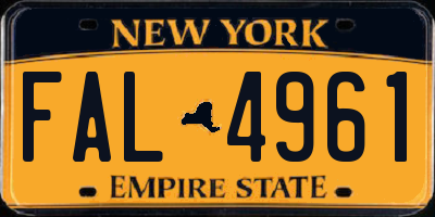 NY license plate FAL4961