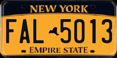 NY license plate FAL5013