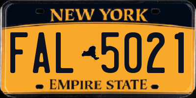 NY license plate FAL5021