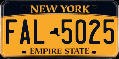 NY license plate FAL5025