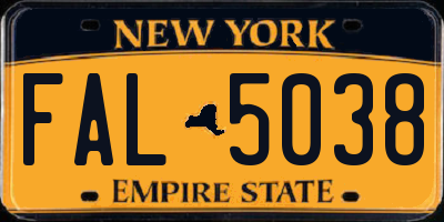 NY license plate FAL5038