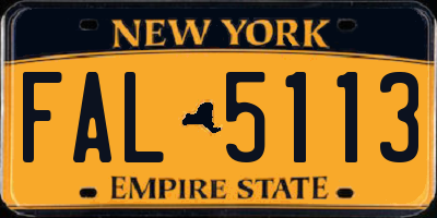 NY license plate FAL5113