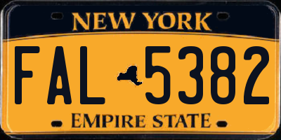 NY license plate FAL5382