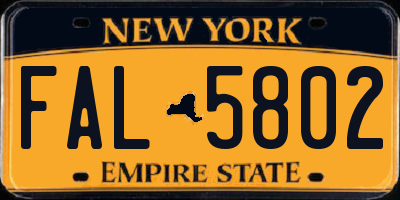 NY license plate FAL5802