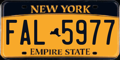 NY license plate FAL5977