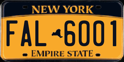 NY license plate FAL6001