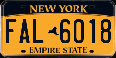 NY license plate FAL6018