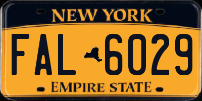 NY license plate FAL6029