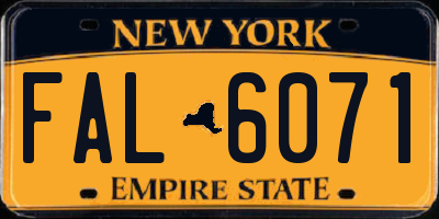 NY license plate FAL6071