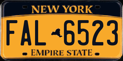 NY license plate FAL6523