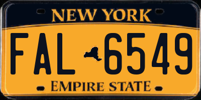 NY license plate FAL6549