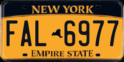 NY license plate FAL6977