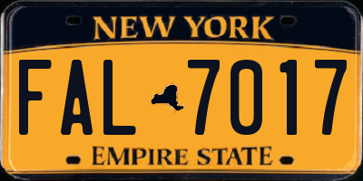NY license plate FAL7017