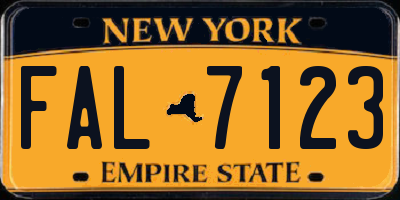 NY license plate FAL7123