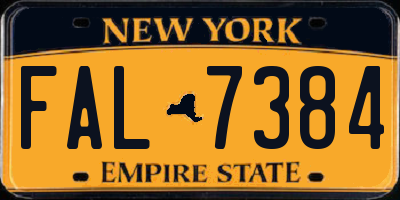 NY license plate FAL7384