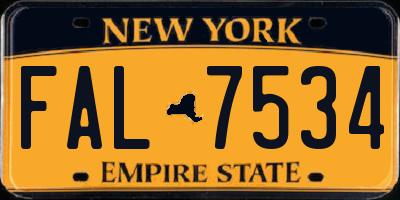 NY license plate FAL7534