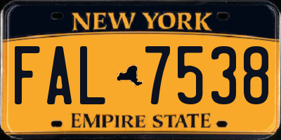 NY license plate FAL7538