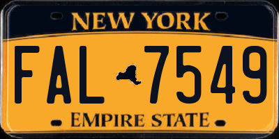 NY license plate FAL7549